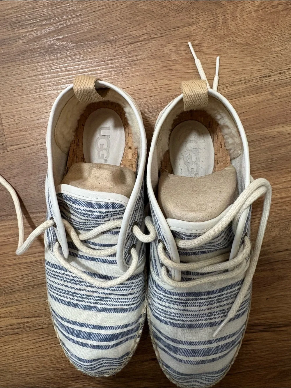 UGG M Chuck Stripe Mens Size 8 Blue White Canvas Chukka Espadrille Shoes w/ Box